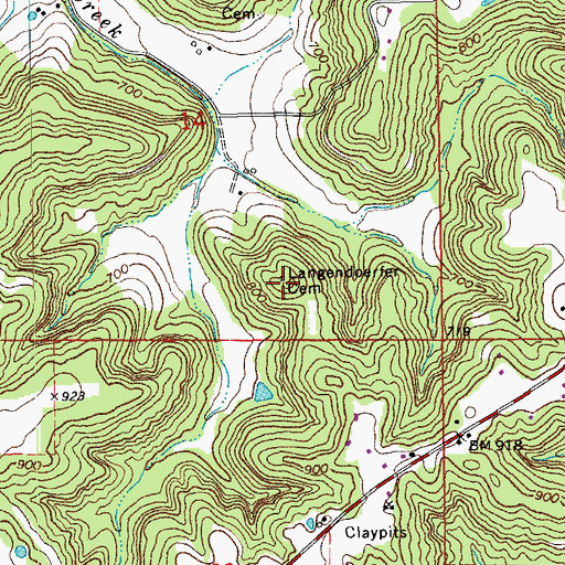 Topographic Map of Langendoerfer Cemetery, MO