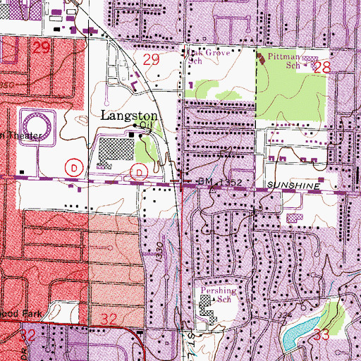 Topographic Map of Langston, MO
