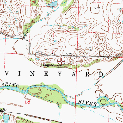 Topographic Map of Langston Cemetery, MO