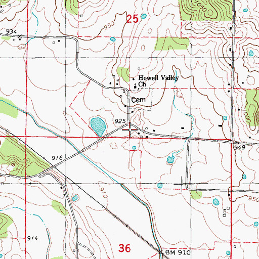 Topographic Map of Langston School (historical), MO