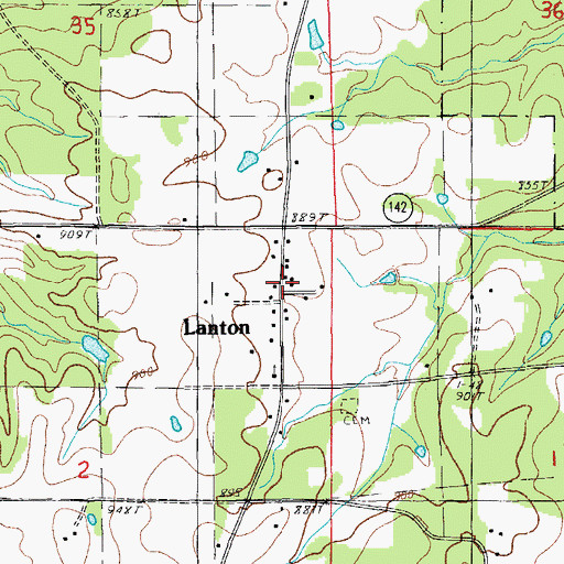 Topographic Map of Lanton, MO