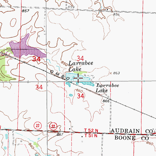 Topographic Map of Larrabee Lake, MO