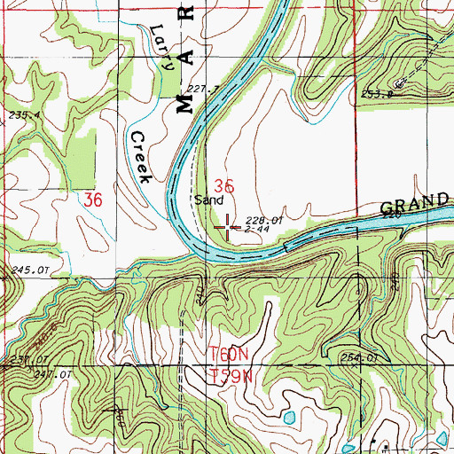 Topographic Map of Larry Creek, MO