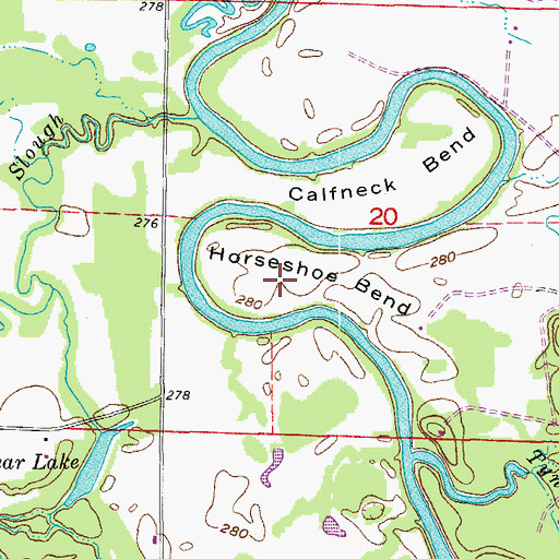 Topographic Map of Horseshoe Bend, AR