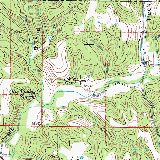 Topographic Map of Lasley Cemetery, MO