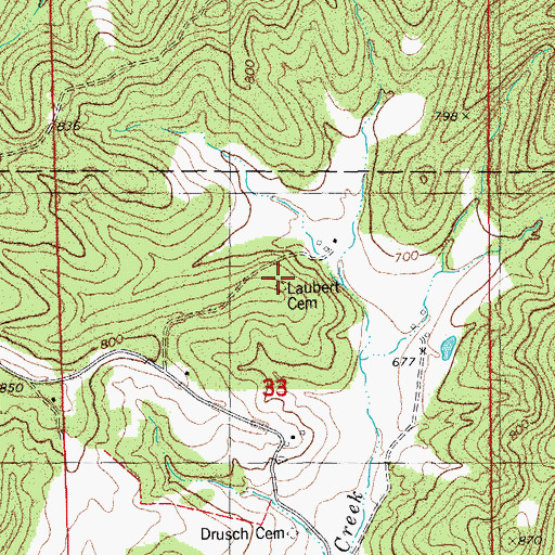 Topographic Map of Laubert Cemetery, MO