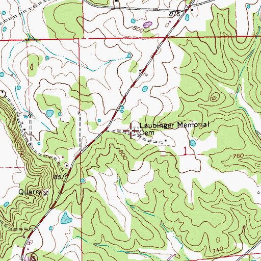 Topographic Map of Laubinger Memorial Cemetery, MO