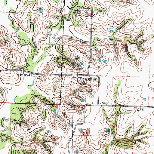 Topographic Map of Laughlin Cemetery, MO