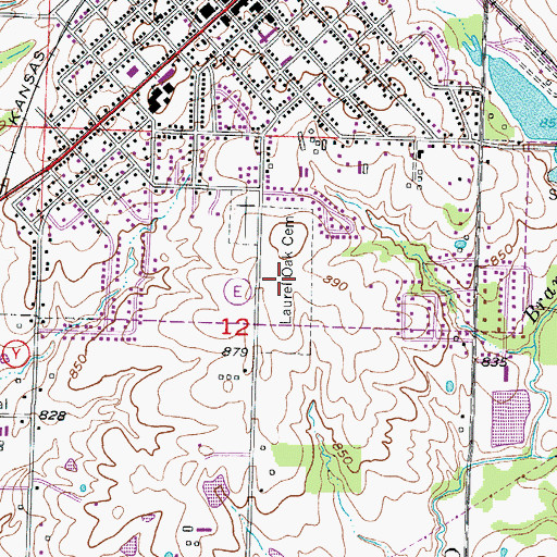 Topographic Map of Laurel Oak Cemetery, MO