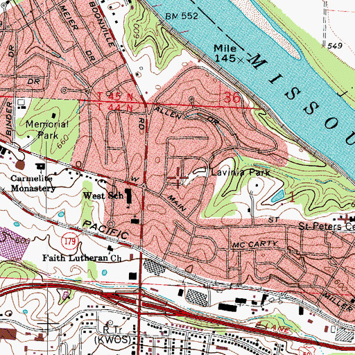 Topographic Map of Lavinia Park, MO