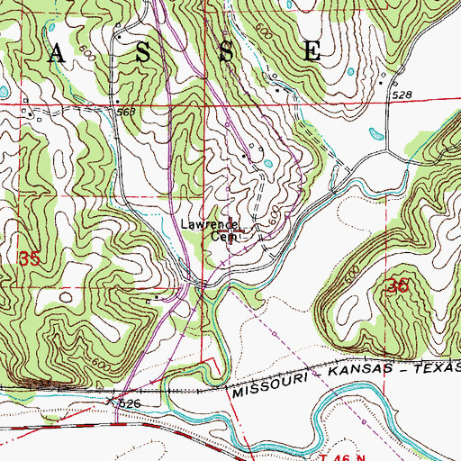 Topographic Map of Lawrence Cemetery, MO