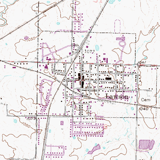 Topographic Map of Lawson, MO