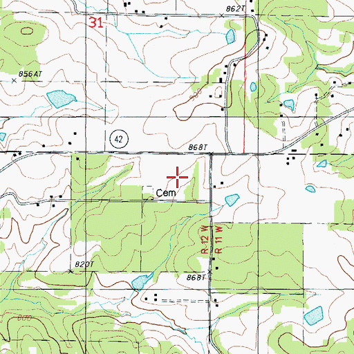 Topographic Map of Lawson Cemetery, MO