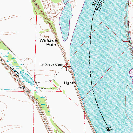 Topographic Map of Le Sieur Cemetery, MO