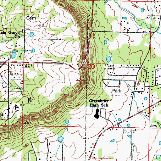 Topographic Map of Horseshoe Mountain, AR
