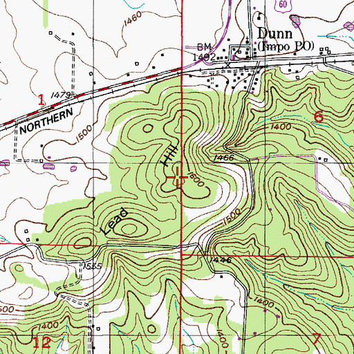 Topographic Map of Lead Hill, MO