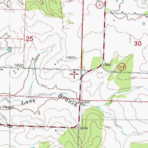 Topographic Map of Leadmine School, MO
