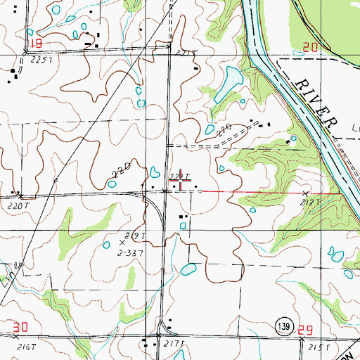 Topographic Map of Leaton School, MO