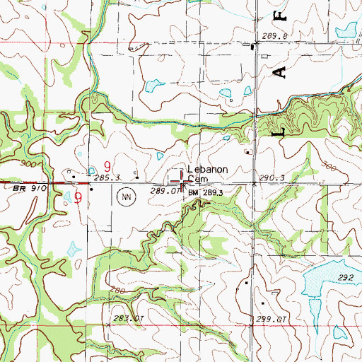 Topographic Map of Lebanon Church (historical), MO
