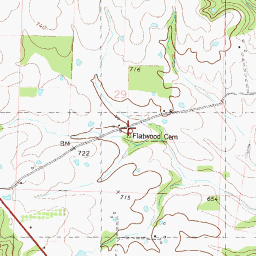 Topographic Map of Lebanon Church, MO