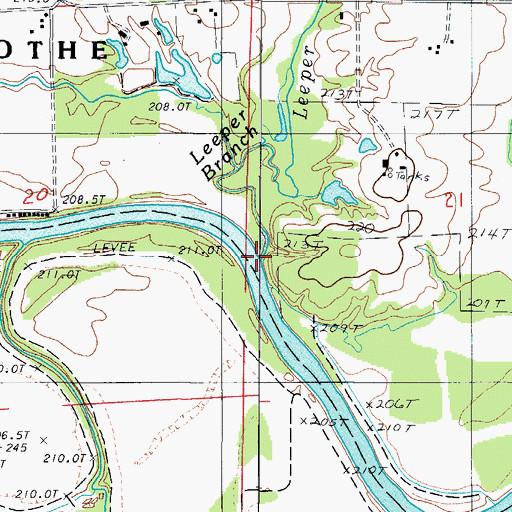 Topographic Map of Leeper Branch, MO
