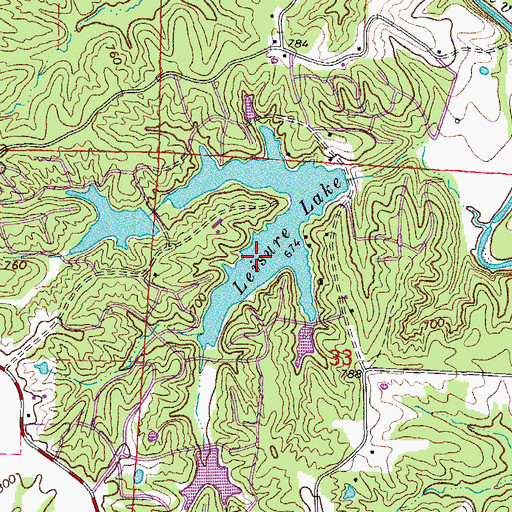Topographic Map of Leisure Lake, MO