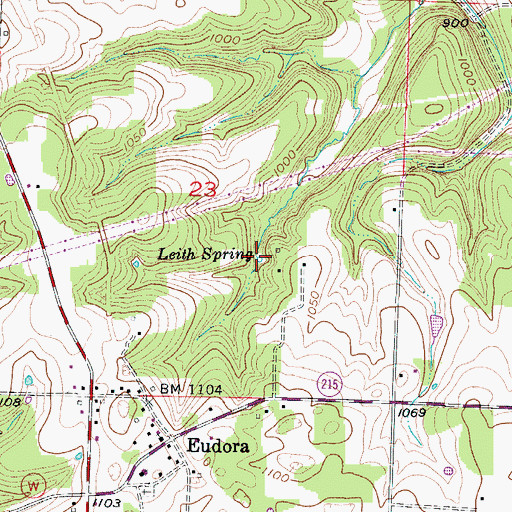 Topographic Map of Leith Spring, MO