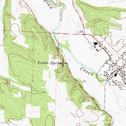 Topographic Map of Lentz Spring, MO