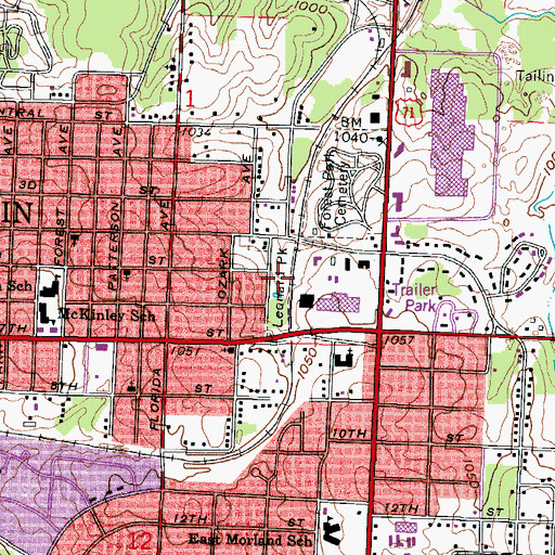 Topographic Map of Leonard Park, MO