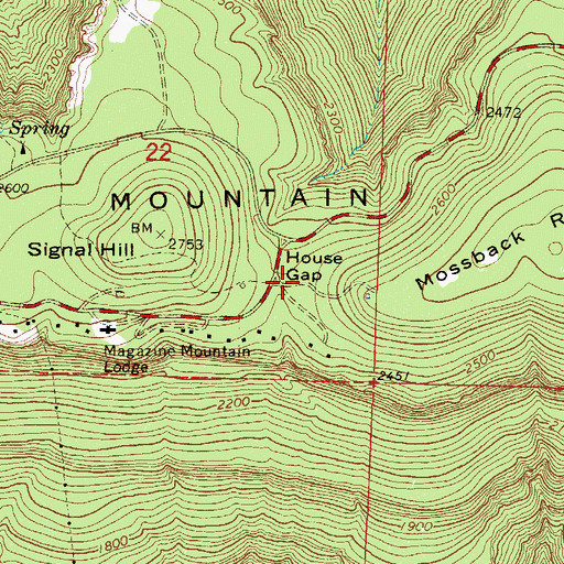 Topographic Map of House Gap, AR