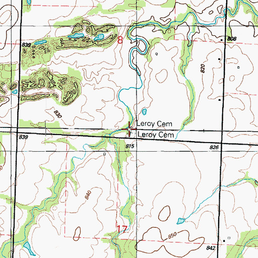 Topographic Map of Leroy Cemetery, MO