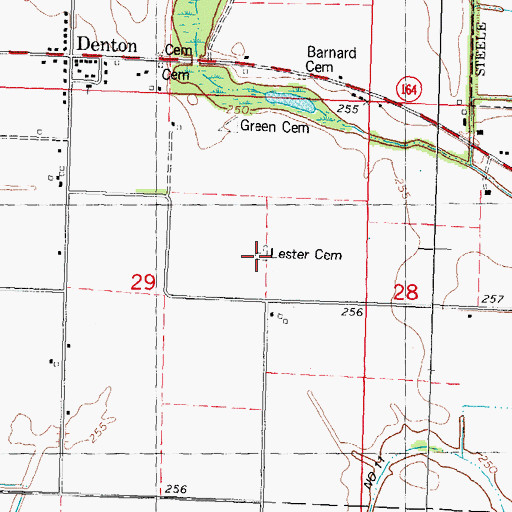 Topographic Map of Lester Cemetery, MO