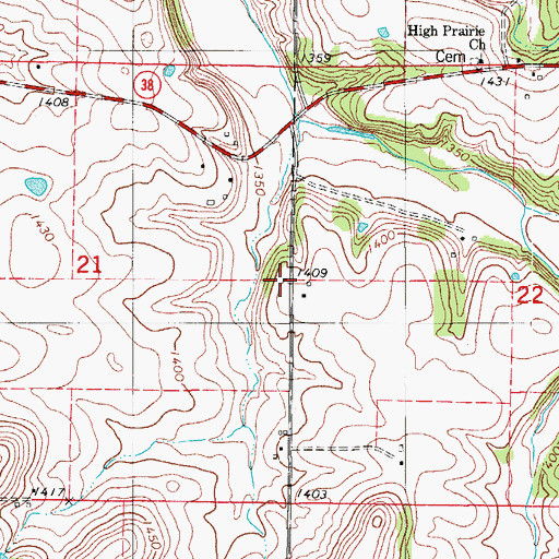 Topographic Map of Letchworth School, MO