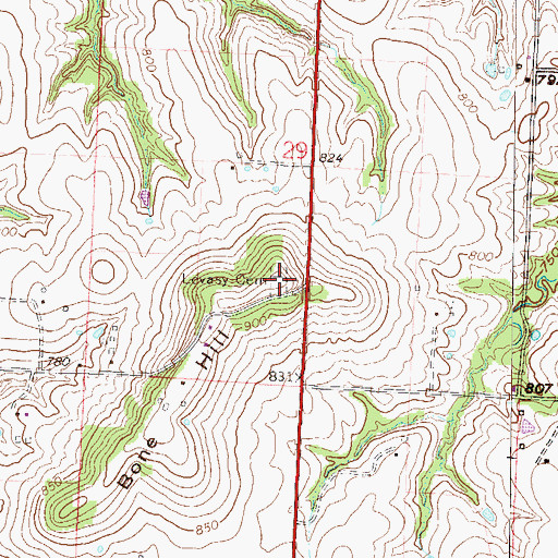 Topographic Map of Levasy Cemetery, MO
