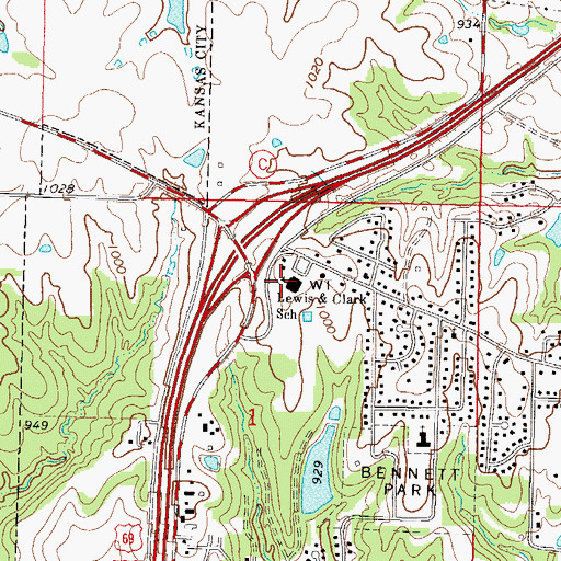 Topographic Map of Lewis, MO
