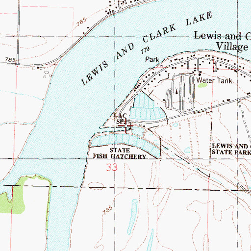 Topographic Map of Lewis and Clark State Park, MO
