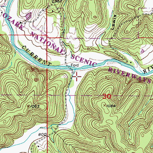 Topographic Map of Lewis Hollow, MO