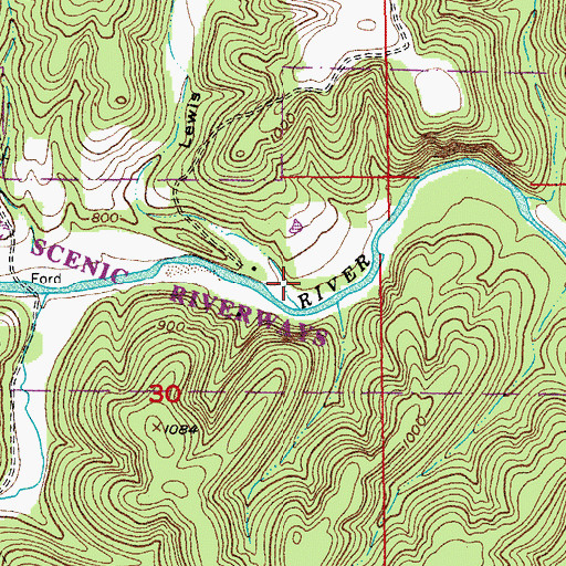Topographic Map of Lewis Hollow, MO