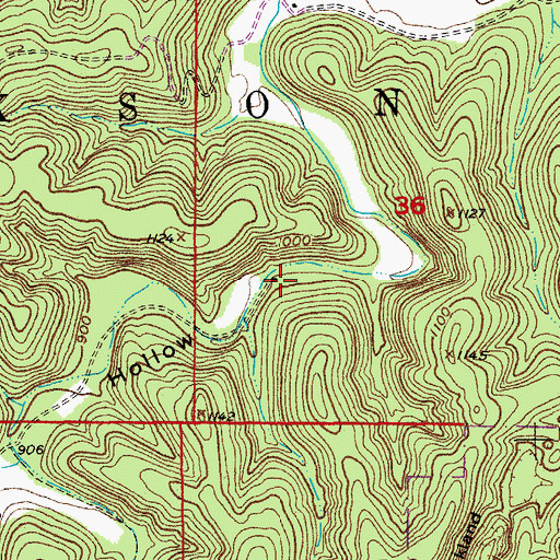 Topographic Map of Lewis Hollow School, MO