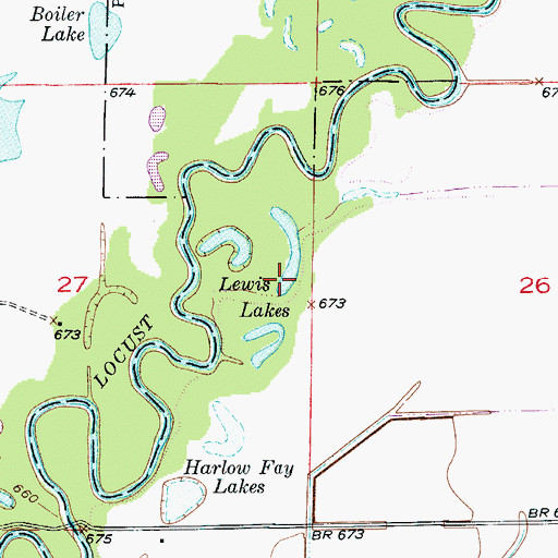 Topographic Map of Lewis Lakes, MO