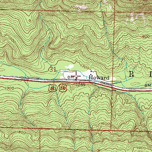 Topographic Map of Howard, AR