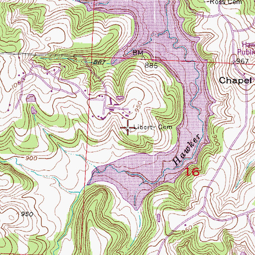 Topographic Map of Liberty Cemetery, MO