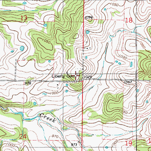 Topographic Map of Liberty Cemetery, MO