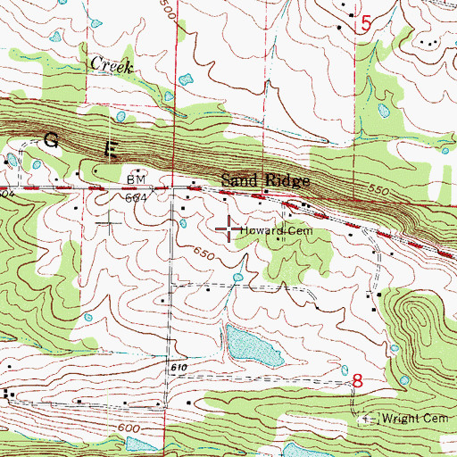 Topographic Map of Howard Cemetery, AR