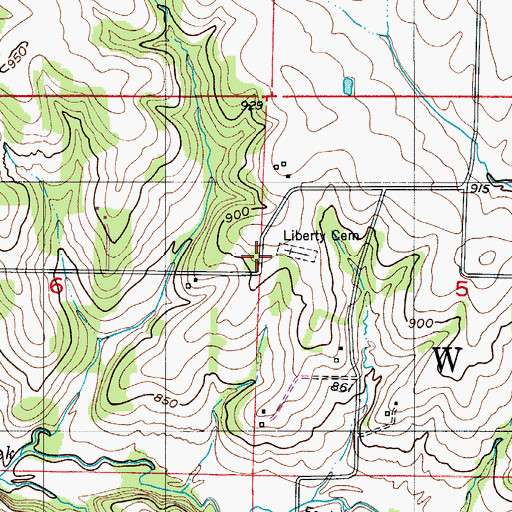 Topographic Map of Liberty Cemetery, MO