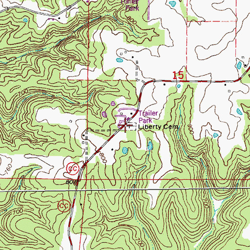 Topographic Map of Liberty Cemetery, MO