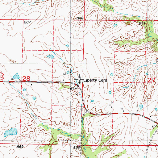 Topographic Map of Liberty Cemetery, MO