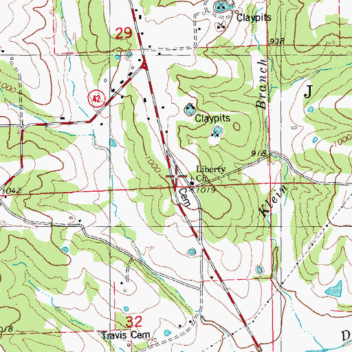 Topographic Map of Liberty Cemetery, MO