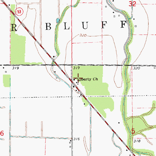Topographic Map of Liberty Church, MO