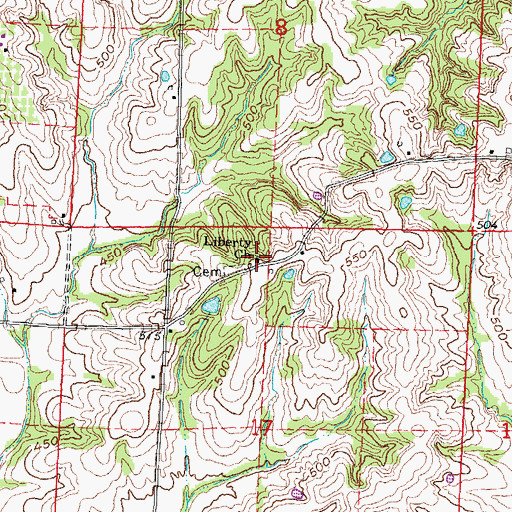 Topographic Map of Liberty Church, MO